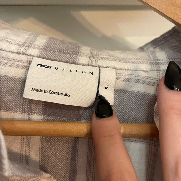 ASOS Gray and White Checkered Button-Down Shirt - Picture 3 of 4